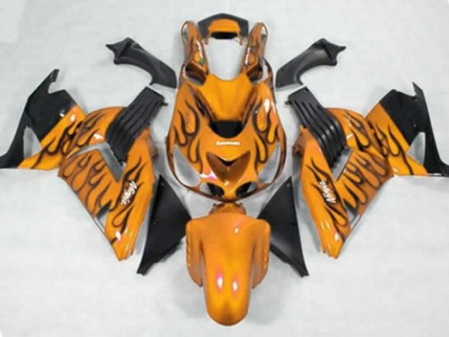Purchase 2006-2011 Orange Black Flame Kawasaki ZX14R ZZR1400 Motorcycle Fairings UK