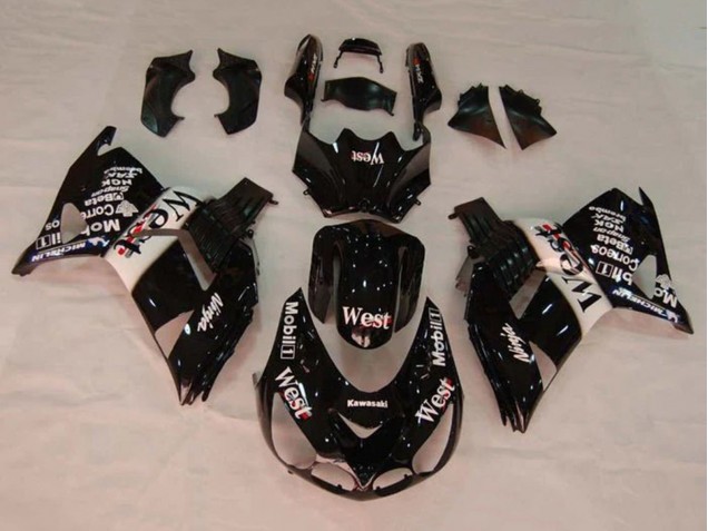 Purchase 2006-2011 Glossy Black White West Kawasaki ZX14R ZZR1400 Motorcycle Fairings UK