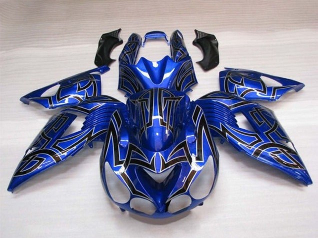 Purchase 2006-2011 Blue Black Silver Tribal Kawasaki ZX14R ZZR1400 Motorcycle Fairings UK