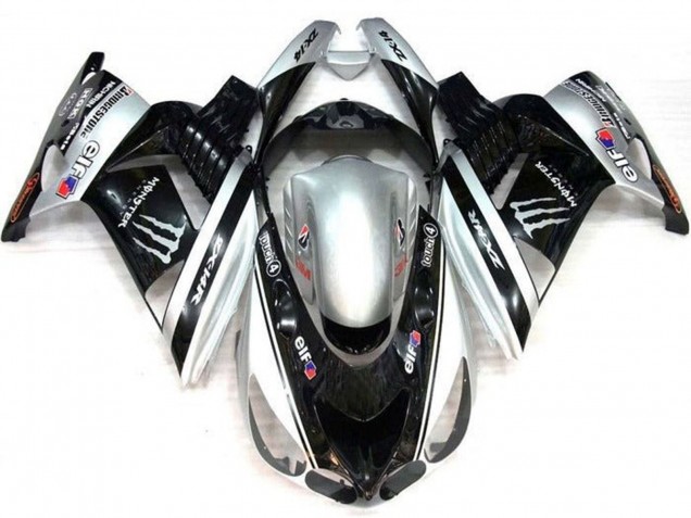 Purchase 2006-2011 Silver Black Elf Touch4 Monster Bridgestone Kawasaki ZX14R ZZR1400 Motorcycle Fairings UK