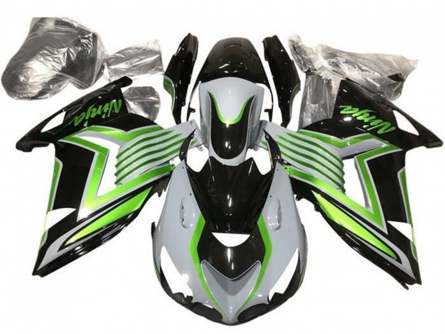 Purchase 2012-2024 White Green Glossy Black Kawasaki ZX14R ZZR1400 Motorcycle Fairings UK