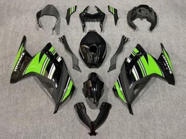 Purchase 2013-2024 Glossy Black Green White Stripe Kawasaki EX300 Motorcycle Fairings UK