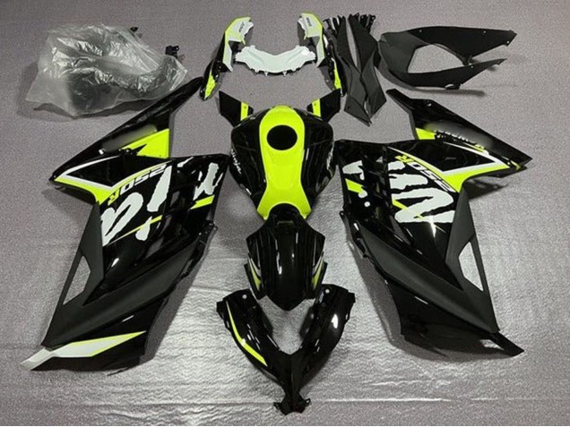 Purchase 2013-2024 Glossy Black Neon Yellow White Kawasaki EX300 Motorcycle Fairings UK
