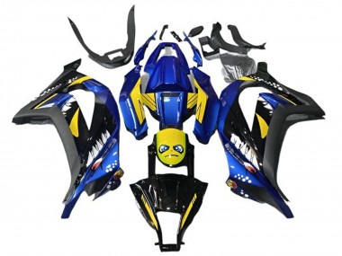 Purchase 2013-2024 Blue Yellow Black Shark Kawasaki EX300 Motorcycle Fairings UK