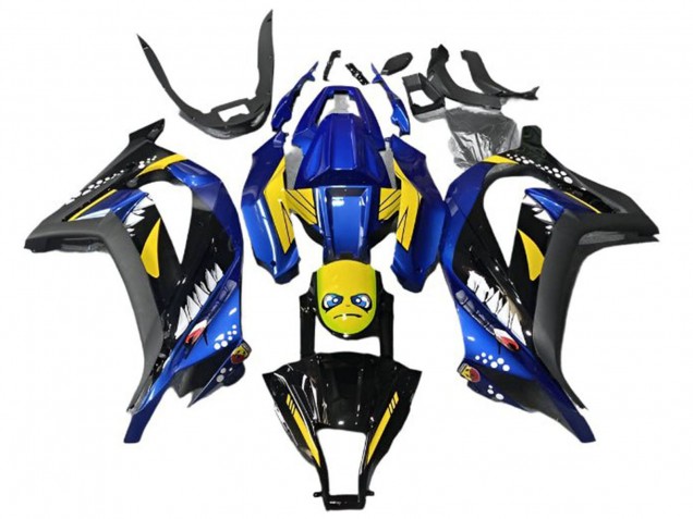 Purchase 2013-2024 Blue Yellow Black Shark Kawasaki EX300 Motorcycle Fairings UK
