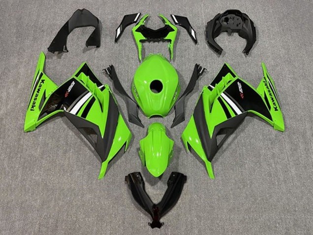 Purchase 2013-2024 Green White Black Stripe Kawasaki EX300 Motorcycle Fairing UK