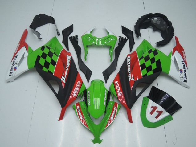 Purchase 2013-2024 Green White Red Black Motocard Kawasaki EX300 Motorcycle Fairings UK