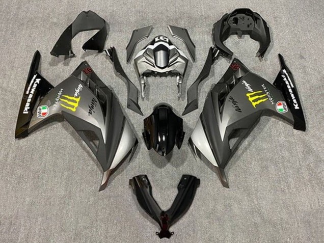 Purchase 2013-2024 Matte Grey Black Yellow Monster Kawasaki EX300 Motorcycle Fairings UK