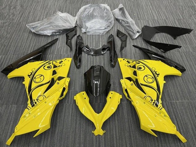 Purchase 2013-2024 Yellow Black Circles Kawasaki EX300 Motorcycle Fairings UK