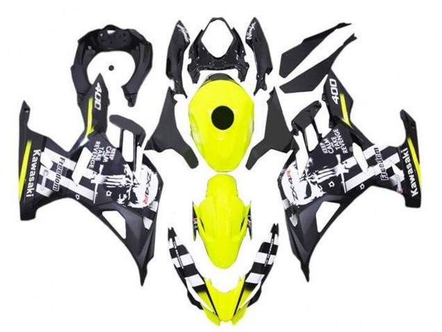 Purchase 2018-2024 Yellow Black White Skull Kawasaki Ninja 400 Motorcycle Fairings UK
