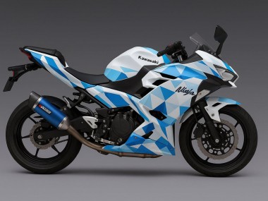 Purchase 2024-2025 Matte White Blue Geometric Kawasaki Ninja 500 EX500R Motorcycle Fairings UK
