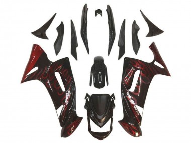 Purchase 2006-2008 Glossy Black Red Flame Kawasaki Ninja 650 EX650 Motorcycle Fairings UK