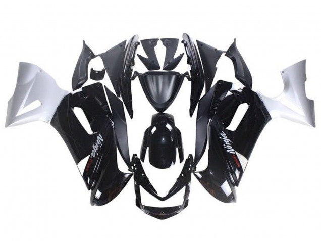 Purchase 2006-2008 Glossy Black White Kawasaki Ninja 650 EX650 Motorcycle Fairings UK