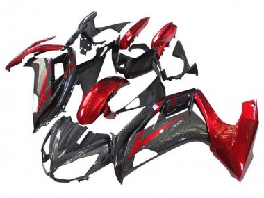 Purchase 2012-2016 Red Black Faux Carbon Fiber Kawasaki Ninja 650 EX650 Motorcycle Fairings UK