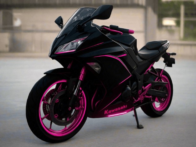 Purchase 2017-2019 Glossy Black Pink Stripe Kawasaki Ninja 650 EX650 Motorcycle Fairings UK