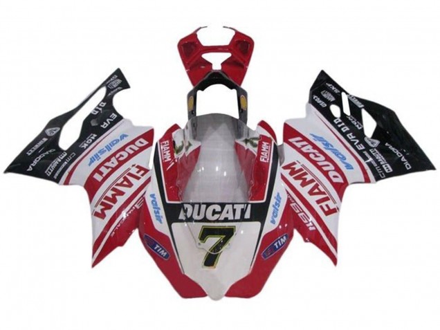 Purchase 2011-2014 White Red Glossy Black Fiamm Tim 7 Ducati Panigale 1199 Motorcycle Fairings UK