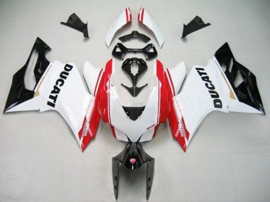 Purchase 2011-2014 White Red Glossy Black Stripe Ducati Panigale 1199 Motorcycle Fairings UK