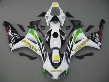 Purchase 2006-2007 White Green Yellow Glossy Black Hannspree Honda CBR1000RR Motorcycle Fairings UK
