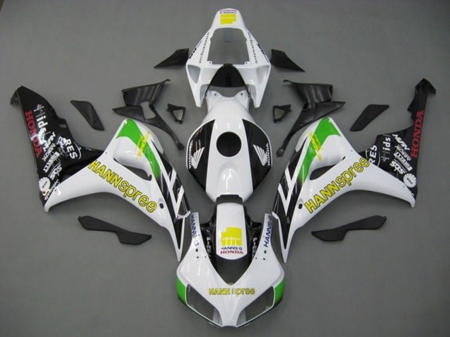 Purchase 2006-2007 White Green Yellow Glossy Black Hannspree Honda CBR1000RR Motorcycle Fairings UK