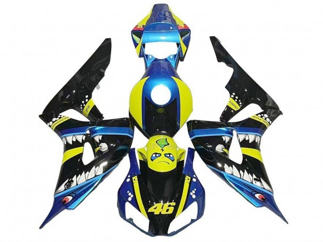 Purchase 2006-2007 Blue Yellow Glossy Black Shark 46 Honda CBR1000RR Motorcycle Fairings UK