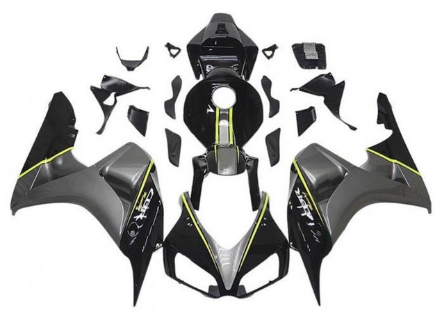 Purchase 2006-2007 Grey Glossy Black Yellow Stripe Honda CBR1000RR Motorcycle Fairings UK