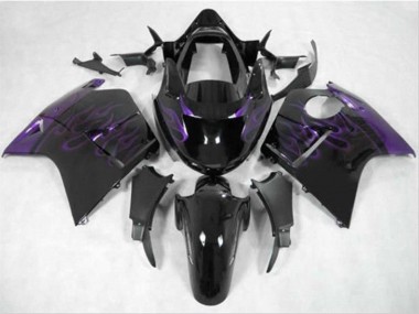Purchase 1996-2007 Glossy Black Purple Flame Honda CBR1100XX Blackbird Motorcycle Fairing UK