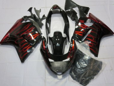 Purchase 1996-2007 Glossy Black Red Flame Honda CBR1100XX Blackbird Motorcycle Fairings UK