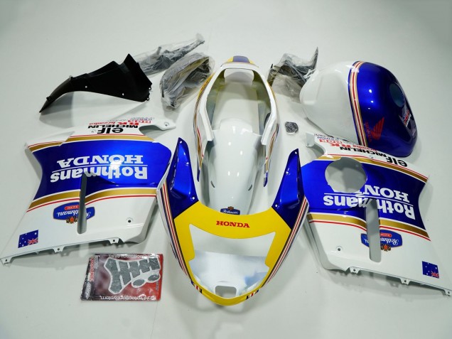 Purchase 1996-2007 White Blue Yellow Rothmans Honda CBR1100XX Blackbird Motorcycle Fairings UK
