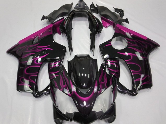 Purchase 2004-2007 Glossy Black Pink Flame Honda CBR600 F4i Motorcycle Fairings UK