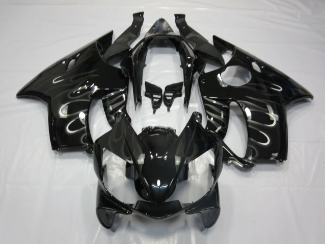 Purchase 2004-2007 Glossy Black White Flame Honda CBR600 F4i Motorcycle Fairings UK