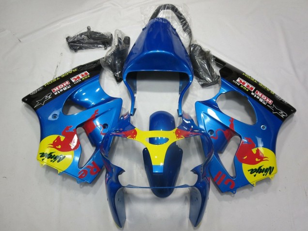 Purchase 2000-2002 Blue Yellow Black Red Bull Kawasaki ZX6R Motorcycle Fairings UK