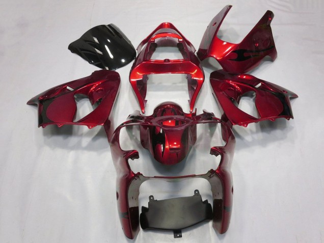 Purchase 2000-2002 Candy Red Black Tribal Kawasaki ZX6R Motorcycle Fairings UK