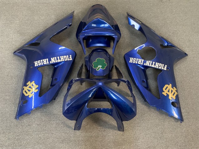 Purchase 2003-2004 Blue Green Gold White Fighting Irish Kawasaki ZX6R Motorcycle Fairings UK