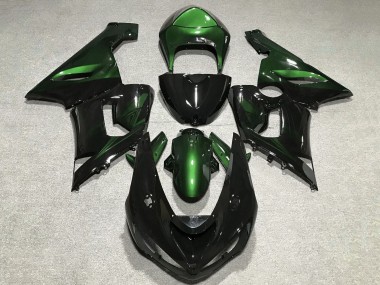 Purchase 2005-2006 Green Glossy Black Kawasaki ZX6R Motorcycle Fairings UK