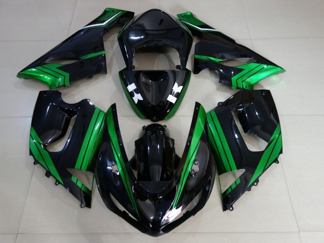 Purchase 2005-2006 Green White Glossy Black Kawasaki ZX6R Motorcycle Fairings UK