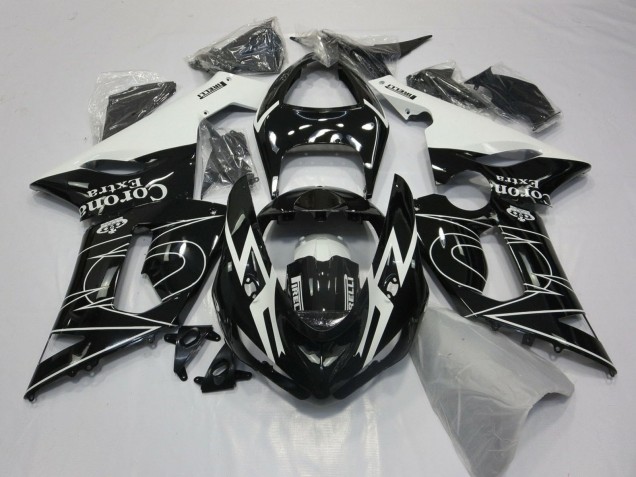 Purchase 2005-2006 Glossy Black White Corona Extra Tribal Kawasaki ZX6R Motorcycle Fairings UK
