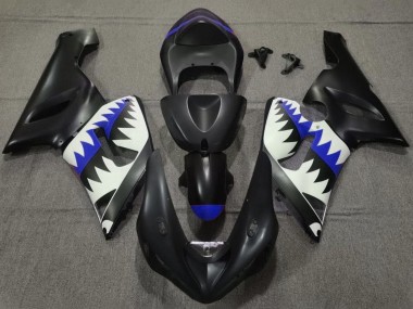 Purchase 2005-2006 Matte Black White Blue Shark Kawasaki ZX6R Motorcycle Fairings UK