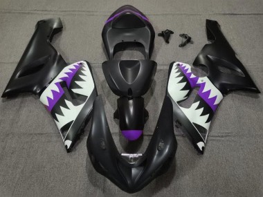 Purchase 2005-2006 Matte Black White Purple Shark Kawasaki ZX6R Motorcycle Fairings UK