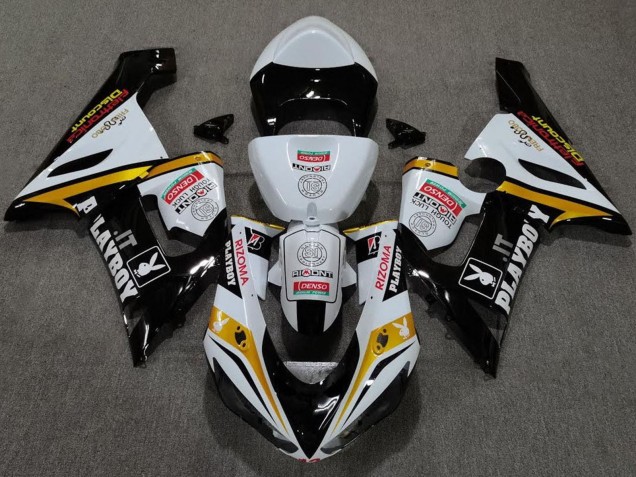 Purchase 2005-2006 White Black Gold Red Rizoma Playboy Kawasaki ZX6R Motorcycle Fairings UK