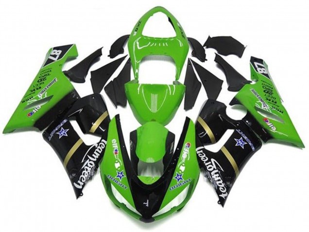 Purchase 2005-2006 Green Glossy Black Blue Star Team Green Kawasaki ZX6R Motorcycle Fairings UK