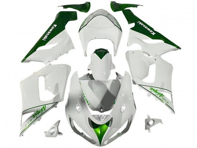 Purchase 2005-2006 White Green Kawasaki ZX6R Motorcycle Fairings UK