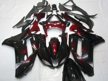 Purchase 2007-2008 Black Dark Red Kawasaki ZX6R Motorcycle Fairings UK