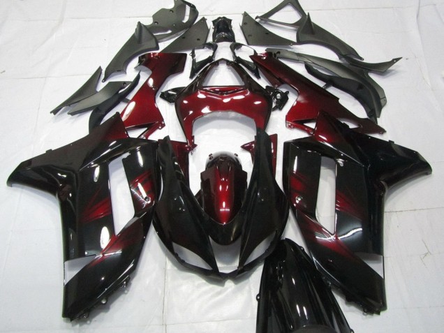 Purchase 2007-2008 Black Dark Red Kawasaki ZX6R Motorcycle Fairings UK