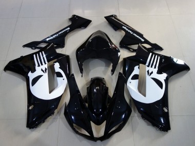 Purchase 2007-2008 Black White Skull Kawasaki ZX6R Motorcycle Fairings UK