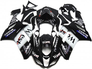 Purchase 2007-2008 Black White West Mobil Kawasaki ZX6R Motorcycle Fairings UK