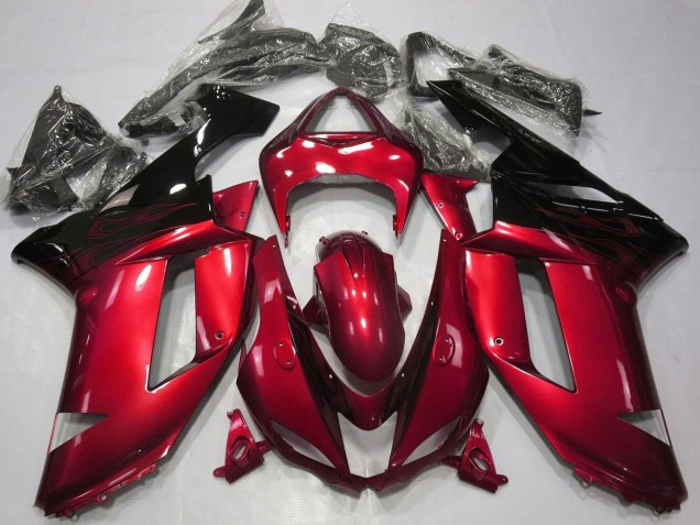Purchase 2007-2008 Candy Red Black Kawasaki ZX6R Motorcycle Fairings UK