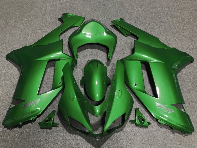 Purchase 2007-2008 Green Chrome Kawasaki ZX6R Motorcycle Fairings UK