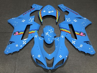 Purchase 2007-2008 Light Blue Rainbow Kawasaki ZX6R Motorcycle Fairings UK