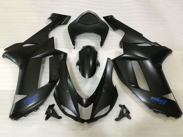 Purchase 2007-2008 Matte Black Blue Ninja Kawasaki ZX6R Motorcycle Fairings UK