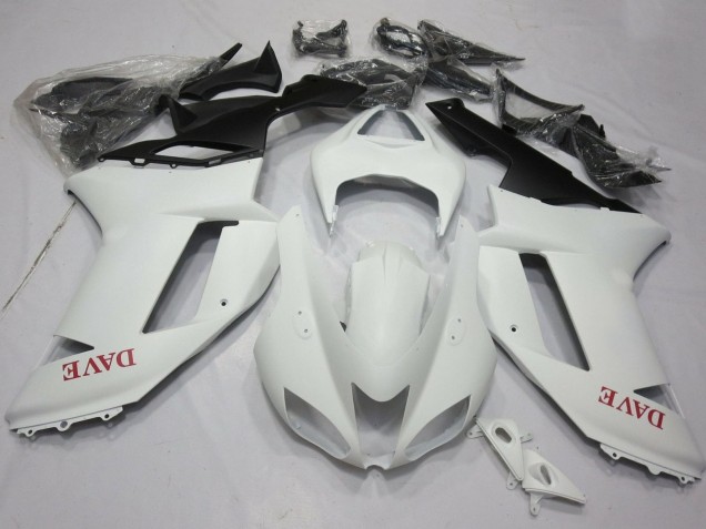 Purchase 2007-2008 Matte White Red Kawasaki ZX6R Motorcycle Fairings UK